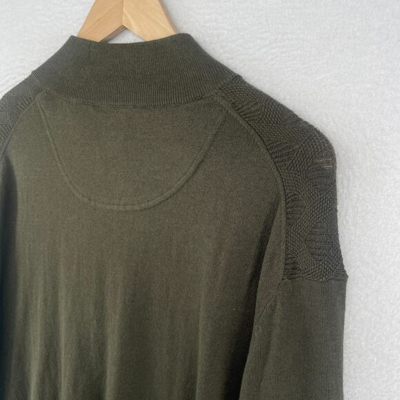 JOSEPH ABBOUD Sweater Mens 2XL Cotton Cashmere 1/4 Zip Pullover Olive Green NEW - Picture 9 of 14